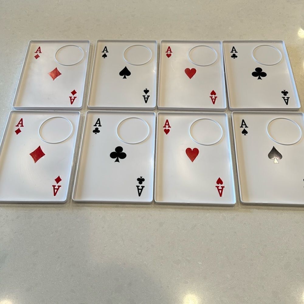 Vintage card plate/drink or dip holders, 4 pairs great shape so fun for bar gift